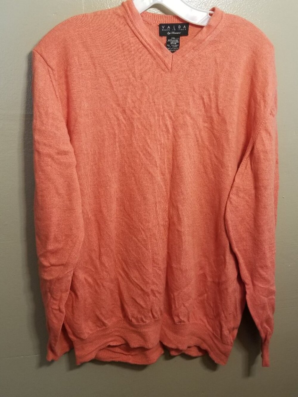 Valda by Toscano Orange Merino Wool Long Sleeve Sweater, XXL
